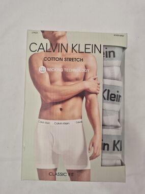 Calvin Klein White Cotton Stretch Boxer Briefs Pack